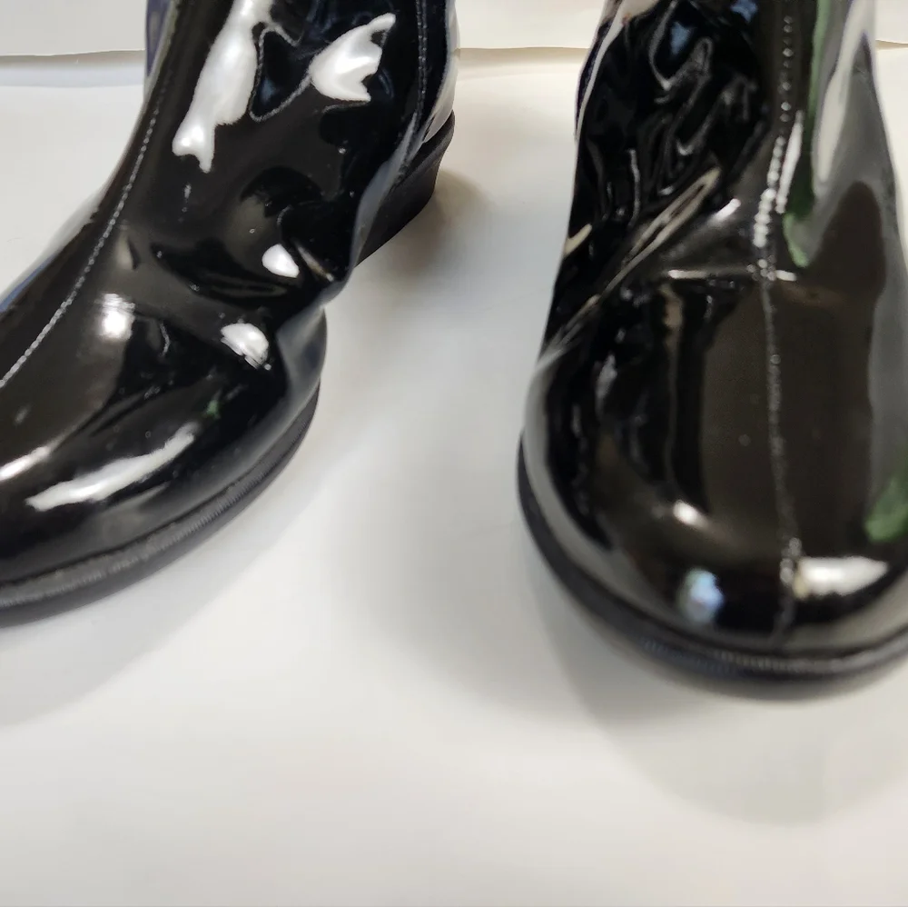 Cole Haan Air Lizzie Black Patent Leather Waterproof Equestrian Boots Size 8AA